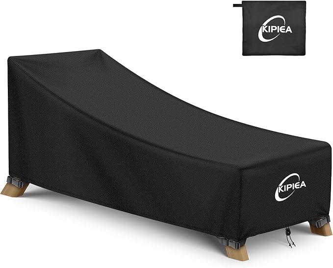 Kipiea Waterproof Patio Lounge Chair Covers for Outdoor Furniture, Heavy Duty Outdoor Chaise Lounge Cover with Anti UV and No Tears, No Fading (76"D x 32"W x 32"H)