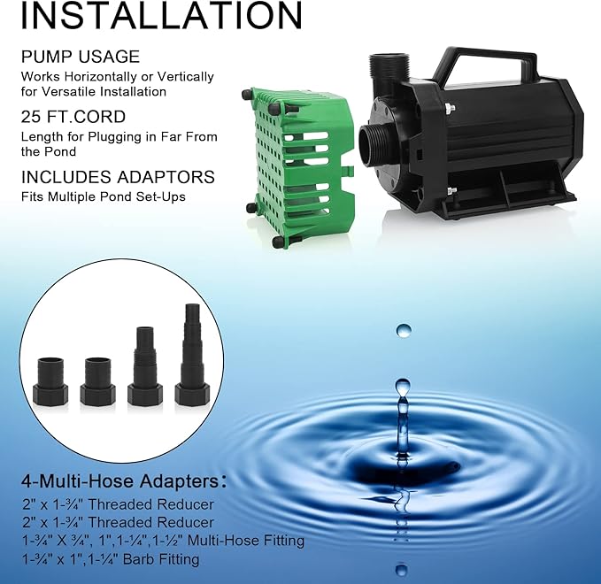 Sump Pump Submersible Water Pump Thermoplastic Portable Utility Pump High Flow Water Removal