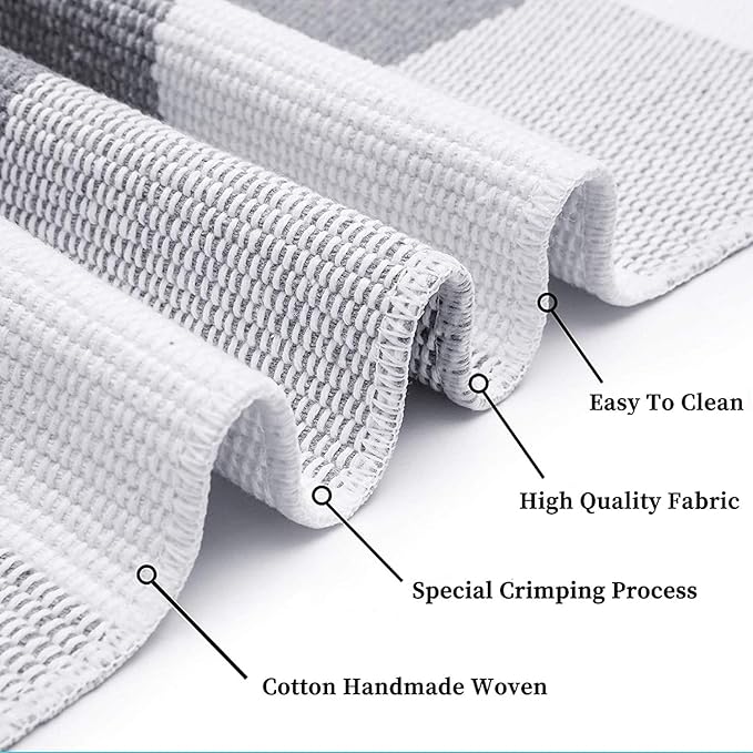 IOHOUZE Buffalo Plaid Checkered Rug 4x6 Ft Front Door Mats, Washable Area Rugs for Front Porch Decor, Spring Summer Welcome Mats Outdoor, Gray White Rug for Farmhouse/Entryway/Home Entrance