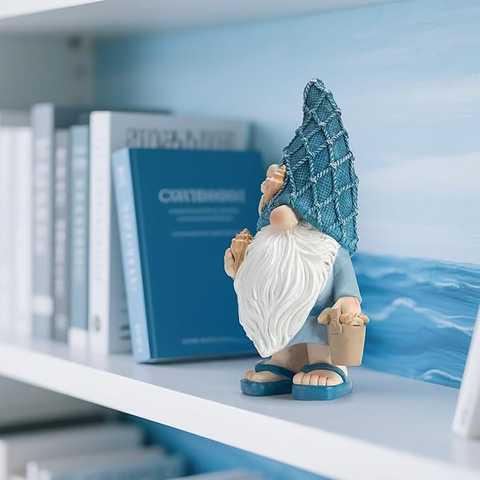 Beach Gnomes Statues,Ocean Gnomes,Nautical Themes Decoration,Beach, Gnome Carrying a Bucket