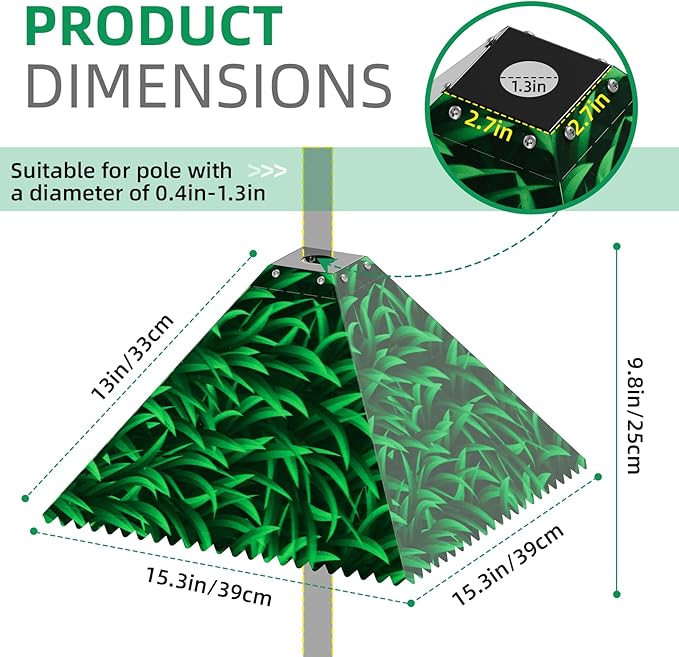 MIXXIDEA Squirrel Baffle for Bird Feeder Pole, Metal Pole Mount Bird House Guard, Squirrel Baffle for 4x4 Post (Green)