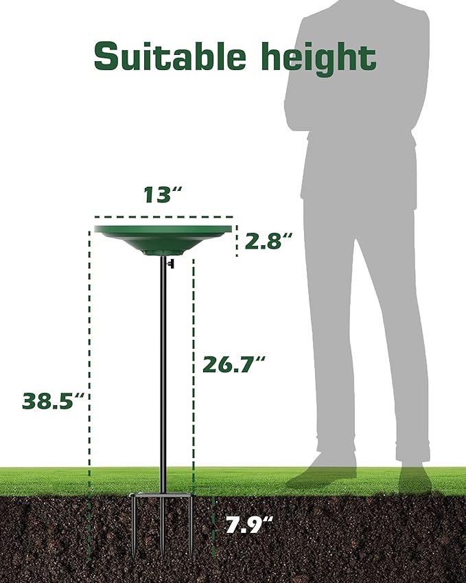 Bird Baths for Outdoors, Detachable Birdbaths for The Garden Clearance, Freestanding Bird Baths for Outdoors Heavy Duty, Bird Bath Bowl Spa & Birdfeeder with Metal Stake Stand, Circle Shape (Green)
