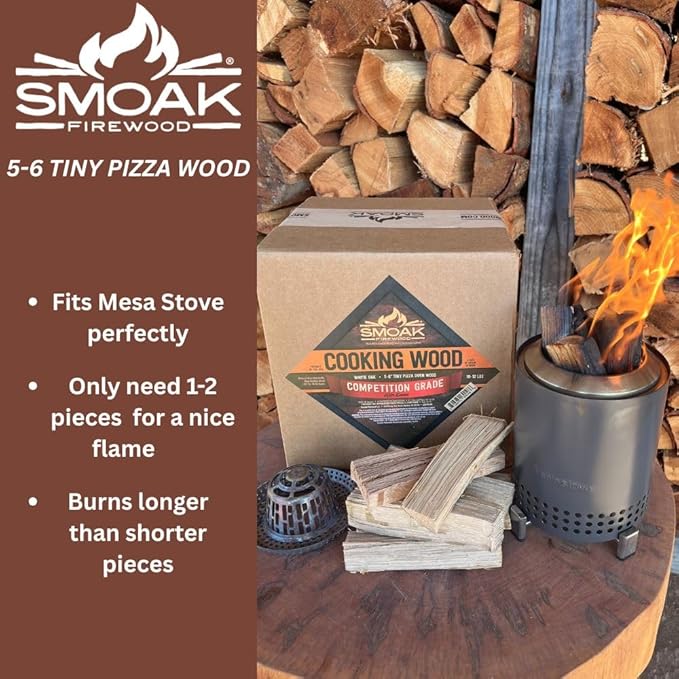 Smoak Firewood Cooking Wood Mini Splits - USDA Certified Kiln Dried (White Oak, 5-6in Tiny Pizza Oven Wood) for Portable Pizza ovens or MESA Solo Stove(729 Cubic Inches)