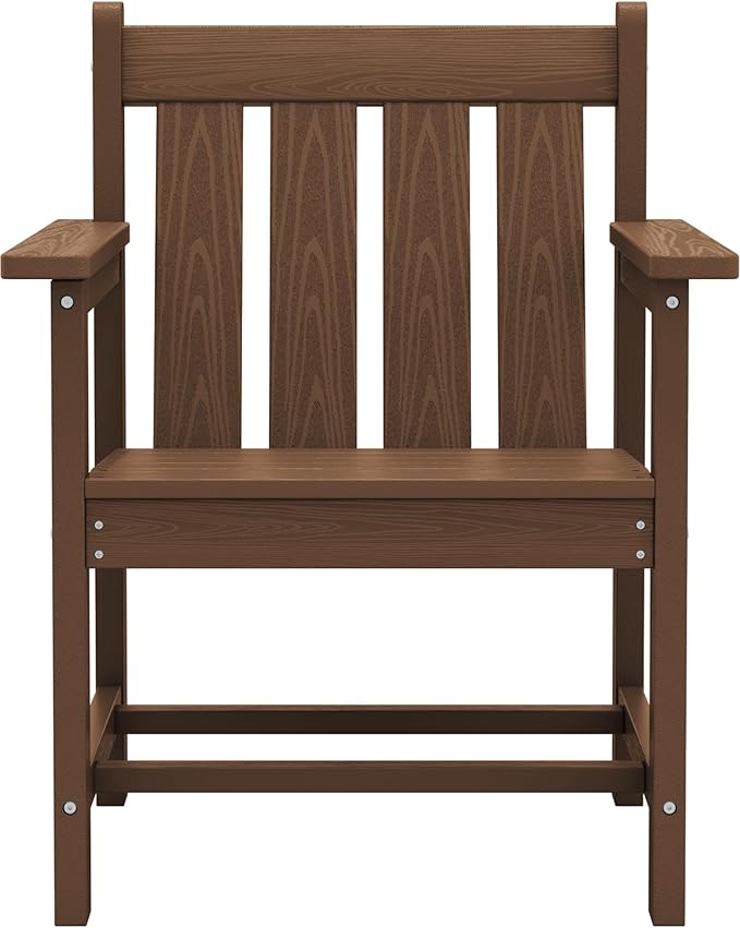 SEWRWALL 3 Pieces Patio Bistro Set, All Weather Adirondack Chair Set with Side Table, HDPE Material Outdoor Patio Furniture Set for Balcony, Porch, Garden, Backyard- Brown