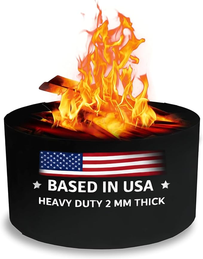 SIMOND Store Portable Fire Pit Ring Liner - 24" X 12" No Bottom 2mm Heavy Duty Steel Round Fire Pit Insert - Above or In-Ground DIY Fire Ring Insert for Outdoor Garden, Patio, Camping & Bonfire