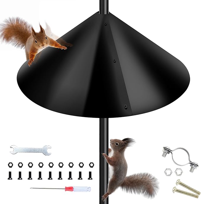 Squirrel Baffles for Bird Feeders, Squirrel Baffle for Bird Feeder Pole, Bird Feeder Squirrel Guard, Black (16 Inch-1 Pack)