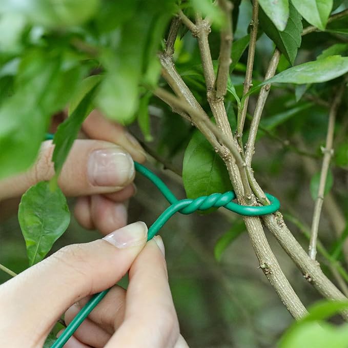 Zhengmy 500Ft/153m Green Garden Wire, Sturdy Plant Ties with Wire Cutter, Twist Garden Ties Gardening Supplies 2.5 mm Diameter for Supporting Climbing Plants Office Organization and Decoration Binding