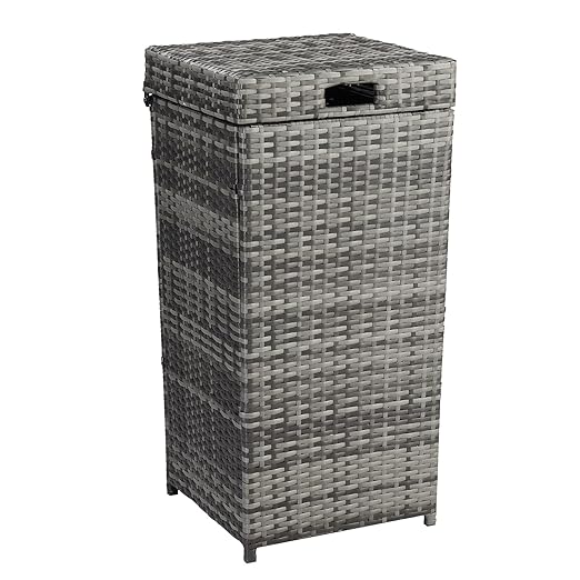 VINGLI 27 Gallon Trash Can, Dustbin with Convenient Lid for Patio, Garden, Yard, Outdoor Kitchen (Grey with Gradient)