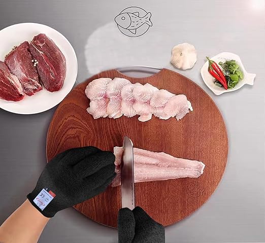 Cutting Gloves, 2 Pairs of Cut Resistant Gloves Food Grade, Cut Resistant Gloves for Kitchen, Oyster Shucking, Fish Fillet Processing, Carving Wood and Gardening(Large-Black)