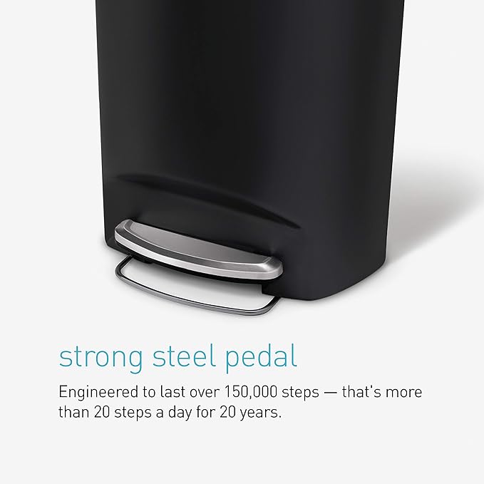 simplehuman 50 Liter / 13 Gallon Semi-Round Kitchen Step Trash Can with Secure Slide Lock, Mocha Plastic