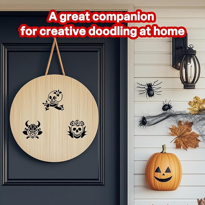Felixcraft Skull Stencils for Painting, 64PCS 3x3 Inch Plastic Halloween Stencils for Crafts Reusable, Durable PET Material for Wood Signs, Wall Art, Fabric Painting, and Spooky DIY Art Projects