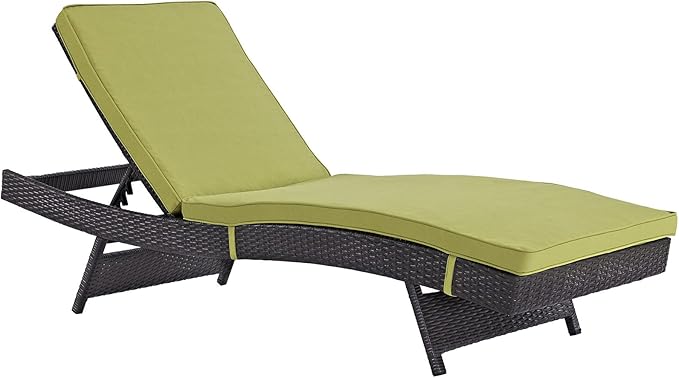 Modway Convene Wicker Rattan Outdoor Patio Chaise Lounge Chairs in Espresso Peridot - Set of 4