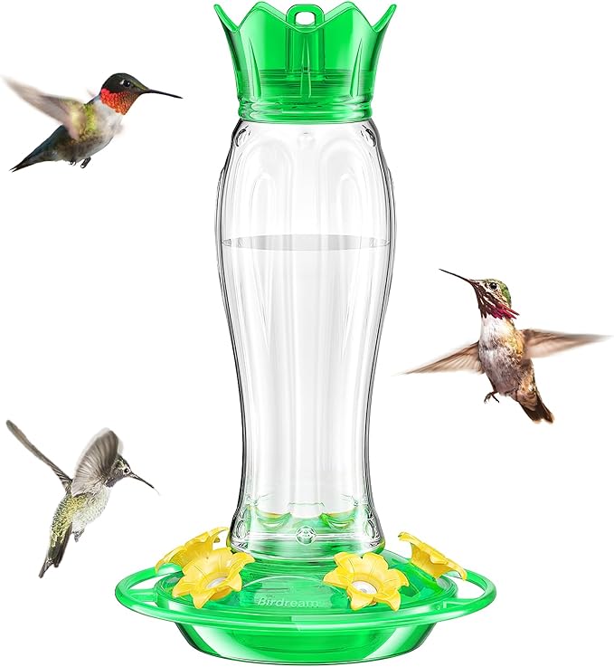Birdream Hummingbird Feeders for Outdoors, 15oz Hanging Hummingbird Feeders Ant Proof, Easy to Clean and Maintain, Gift for Bird Lover, Green (1 Pack)
