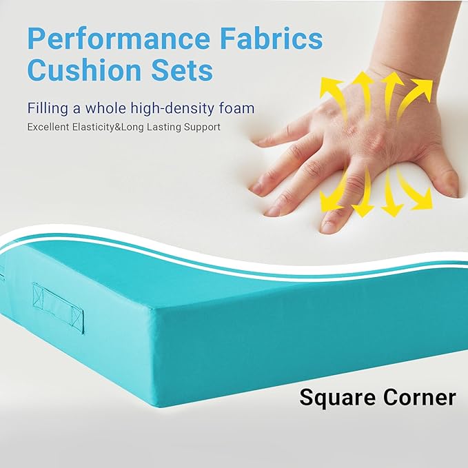 Outdoor Cushions for Patio Furniture,Outdoor Seat Cushion Set 24 x 24 x 4 Inch,Waterproof & Fade Resistant Outdoor Chair Cushions,Deep Patio Chair Cushion with Removable Cover,Teal