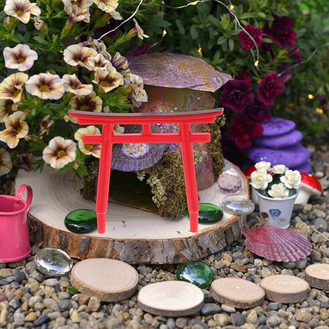 PRETYZOOM 4pcs Japanese Torii Gate Miniature Decoration Mini Red Shinto Temple Torii Garden Gate Ornament for Fairy Zen Garden Fish Tank Landscape Accessories