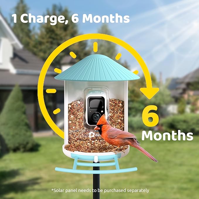 NETVUE by Birdfy Smart Bird Feeder with Camera – AI Identifies Birds Species 2MP Night Vision & App Alerts, 2.4Ghz Wi-Fi Connect IP65 Weatherproof Bird Camera-Gift for Backyard BirdWatchers, Blue