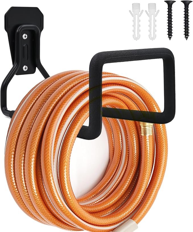 Garden Hose Holder - Hose Hanger Wall Mount, Heavy Duty Water Hose Holder for Outdoor/Indoor Use in Yard, Metal Durable Hose Hooks, Ideal for Water Hose Storage