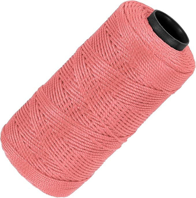 MECCANIXITY Nylon String 3 Strands Twisted Mason Line 1.5mm x 218 Yards Nylon Twine String for DIY Projects, Home Improvement, Gardening, Gift Wrapping, Christmas Party Supplies, Dusty Pink