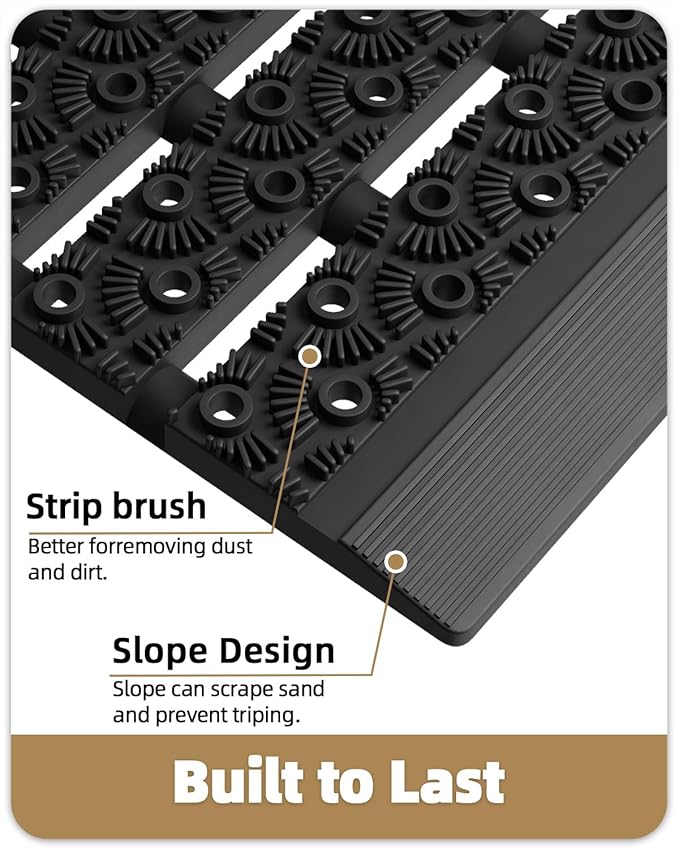 Color&Geometry Outdoor Mats for Front Door All Weather, 19"x30" Non Slip Low Pile Outside Door Mats, Dirt Trapping Waterproof Doormat Entrance, Black Welcome Matt