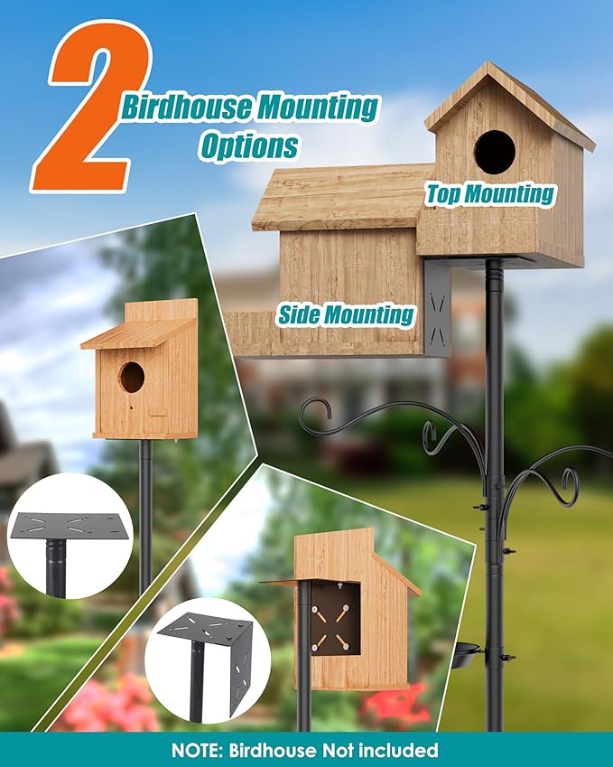 Bird Feeder Pole Squirrel Proof, 92 Inch Heavy Duty Bird Feeder Pole for Outdoor Metal Pole Birds Feeding Station for Wild Birds Watching Attracting (BirdsHouse Not Included)