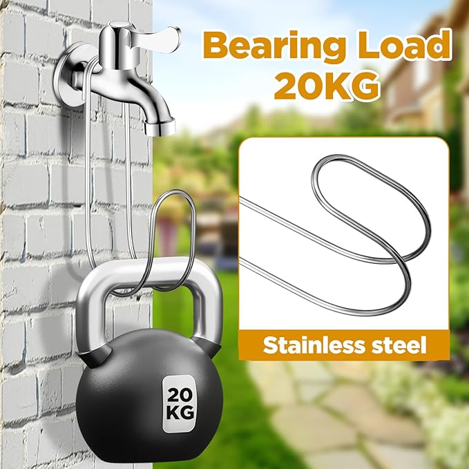 3 Pack Garden Hose Holder, Stainless Steel Heavy Duty Hose Hanger, Tool Free Wall Mount Hook for Indoor Outdoor Storage, 9x4.13x2 Inch