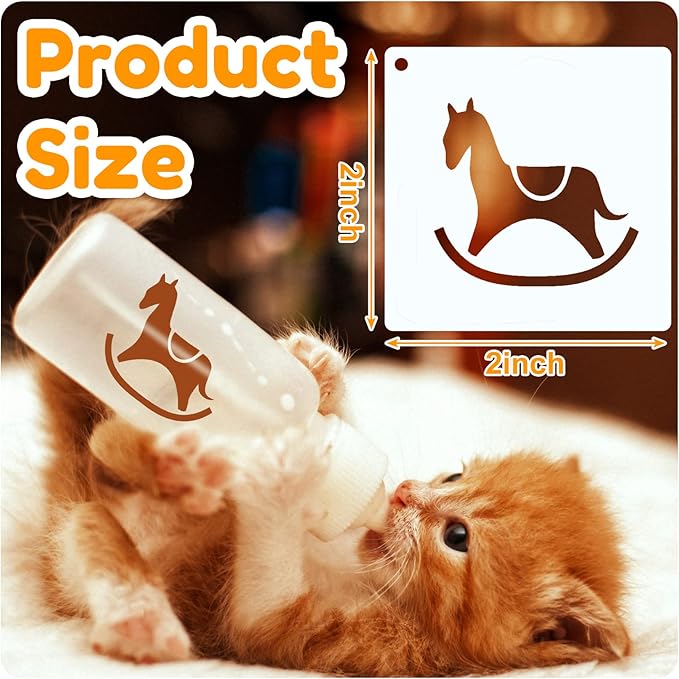 Fainne 100 Pcs 2 Inch Stencils Small Stencils for Painting on Wood Reusable Painting Templates Crafts for DIY Scrapbook, Wood, Wall, Fabric, Rock, Chalkboard, Sign(Cute Baby Animal)