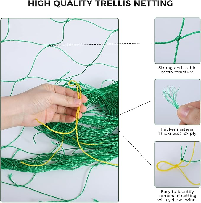 Kikhope Trellis Netting for Climbing Plants, 5.9ft x 16.4ft Heavy Duty Garden Trellis Netting for Cucumber, Vine, Tomato, Plants Trellis Net for Climbing Vine Plants Fruits & Vegetables(1 Pack)