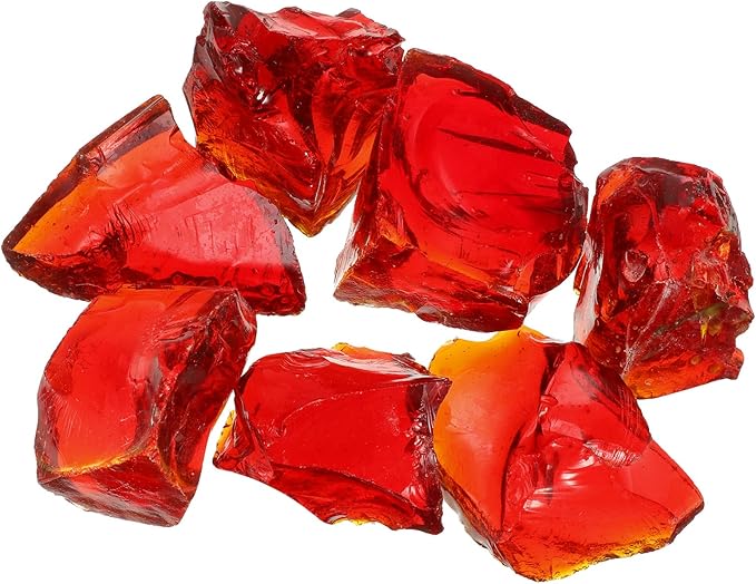 uxcell Fire Glass for Fire Pit, 3-5cm(1/9"-1/5") High Luster Reflective Glass Rocks for Natural or Propane Fireplace, Safe for Outdoors and Indoors Fire Pit Glass, Red, 400g/14oz