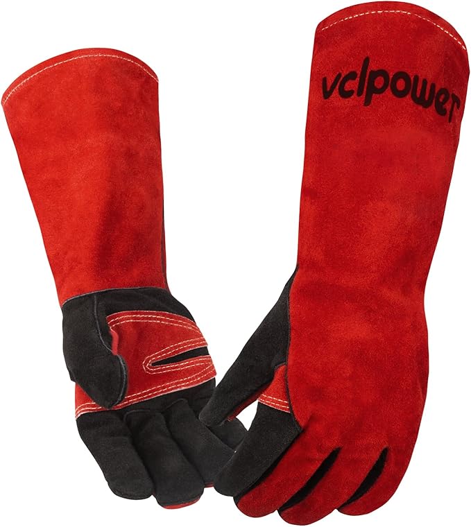 Welding Gloves 16 Inches 932°F Extreme Heat Fire Resistant Leather Forge Gloves for Mig, Tig, Stick, BBQ, Fireplace, Wood Stove, Furnace, Animal Handling, Handling Dry Ice - Safety Work XL
