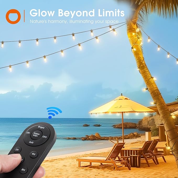 addlon 78(72+6) FT Solar String Lights Outdoor Waterproof with USB Port & Remote Control Solar Patio Lights Long Last for 20+Hrs Dimmable Solar Power LED Bulbs Hanging for Porch Garden Market Bistro
