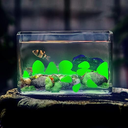 Glow Pebbles Green, 480 pcs Green Glowing Rocks for Outdoor Decor, Garden Lawn Yard, Aquarium, Walkway, Fish Tank, Pathway, Luminous Pebbles Powered by Light or Solar-Recharge Repeatedly