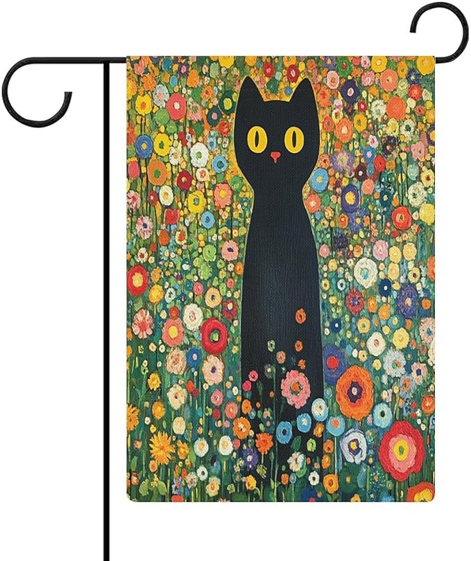 Small Garden Flag Cute Black Cat Spring Summer Garden Flags 12x18 Double Sided for Outside Black Cat Flag Home Decorative Holiday Farmhouse Seasonal for Yard