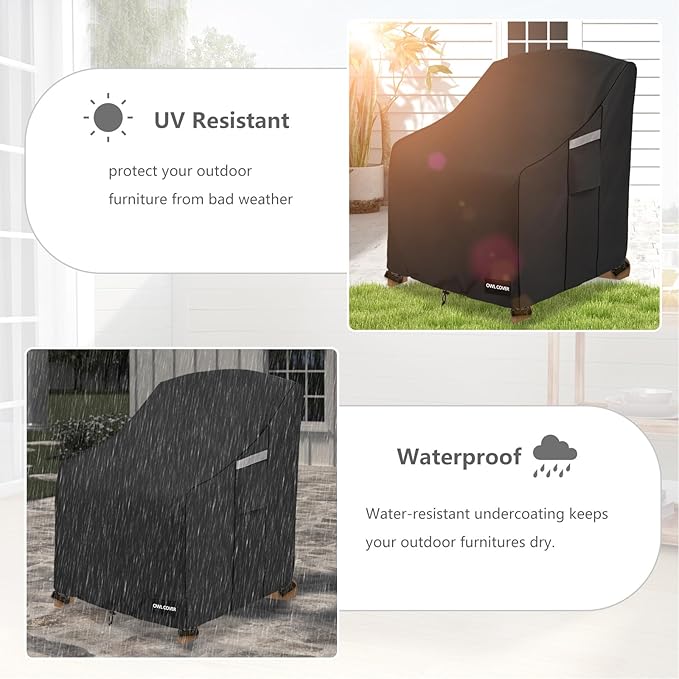 Outdoor Chair Covers 28"W x 31"D x 36"H,600D Heavy Duty Waterproof Patio Chair Cover,Outdoor Furniture Covers for Lawn/Garden Chiar,Black