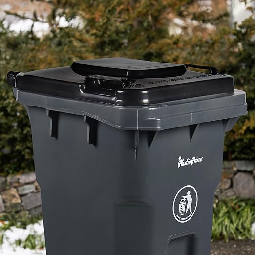32 Gallon Trash Can with Wheels Outdoor Trash Can with Lid Heavy-Duty Rolling Trash Bin Plastic Outside Garbage Can Wheeled Gray for Home Hospitals Restaurants Offices