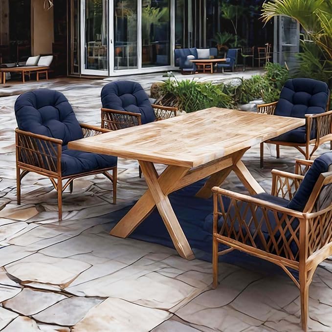 Outdoor Indoor Light Blue Tufted Seat Cushion with Ties 18"x18" Waterproof Patio Chair Pads Tatami Floor Pillow for Dining Garden Balcony Office Decor