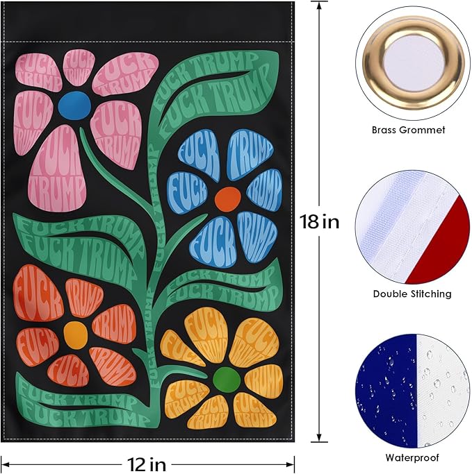 Resist Garden Flag 12x18 Inches - Double sided floral design subtle anti protest logo courtyard outdoor terrace windows porch (Garden)