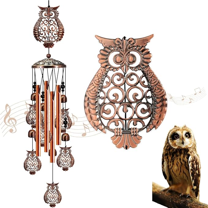 YXOTJHS Owl Wind Chimes for Outside, Owl Gifts for Women Mom Grandma Friend, 35IN Windchimes Outdoors, Owls Garden Patio Porch Decor