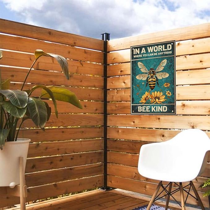 Floral and Bee Metal Signs In A World Where You Can Be Anything Funny Vintage Tin Sign Retro Wall Decor for Bee Lovers Room 8×12 Inches