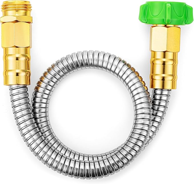 UNCO- Stainless Steel Metal Hose, 2 Feet, No Kink, Short Garden Hose Metal
