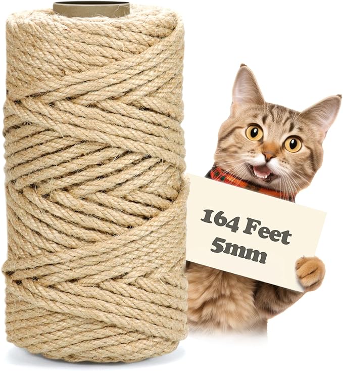 164 Feet 5mm Jute Twine, Natural Cord for Crafts, Packaging & Garden | Heavy-Duty Decorative Rope | Extra Strong Tying, Bundling & DIY Projects