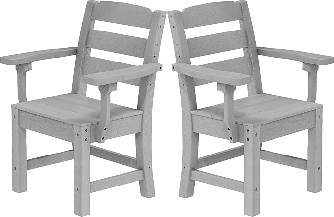 YITAHOME HDPE Chairs Set of 2, Sturdy Patio Chair w/Max Bearing 330 LBS, All-Weather Outdoor Patio Chairs for Terrace, Garden, Backyard, Poolside, White