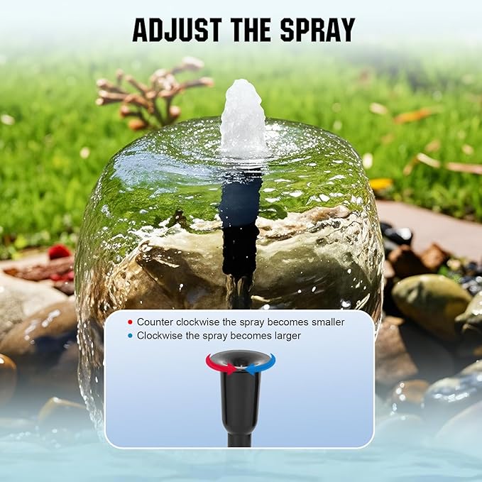 ECO-WORTHY Solar Water Fountain Pump Kit 449 GPH Flow 25W Adjustable Dry-Run Protection Solar Pond Pump Monocrystalline Solar Panel Powered Water Pump for Ponds, Garden, Waterfall, Pool, Birdbath