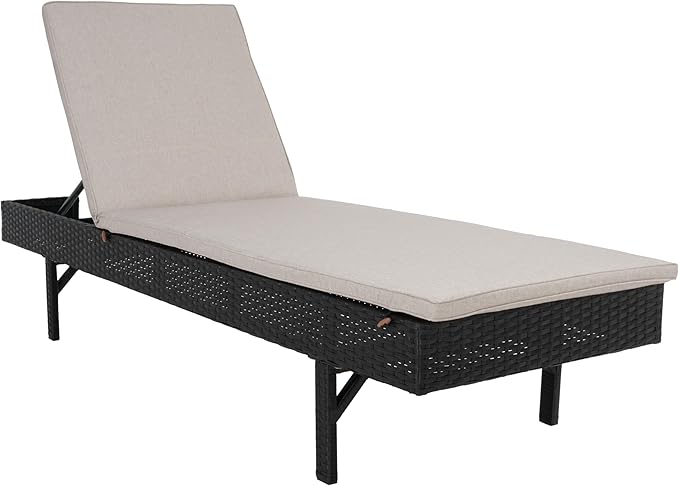 SAFAVIEH PAT7501E Cam Sunlounger Outdoor Set, Black/Light Grey