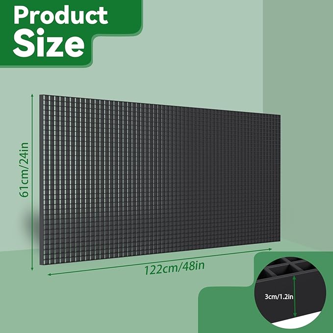 24x48 in Fountain Basin Grate, Black Reservoir Grates, for Pond/Water Garden/Waterfall/Fountain, Holds Rock Bubbler and Other Decoration Objects