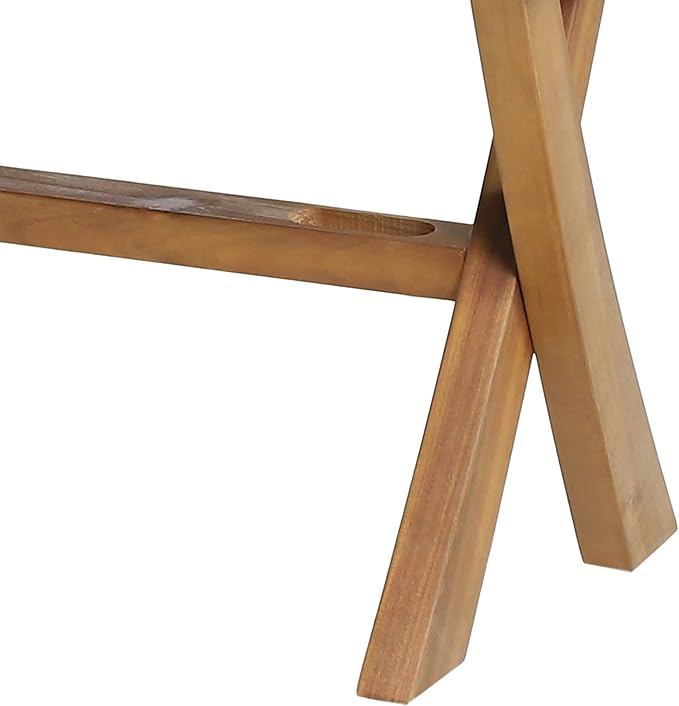 Christopher Knight Home Jeffery Outdoor Acacia Wood Bench with Rope Seating, Black and Teak 61x13.75x16.25 inches