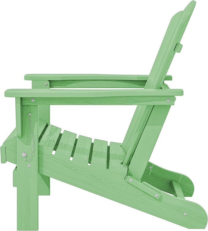 KINGYES Folding Adirondack Chair Set of 6, HDPE All-Weather Folding Adirondack Chair, Light Green