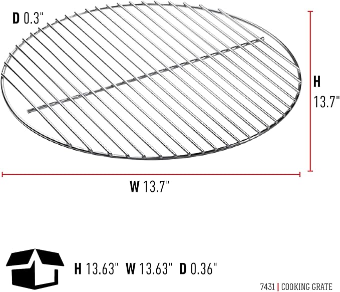 Weber Cooking Grate 13.5" – Heavy-Duty Plated Steel, Fits 14" Smokey Joe Charcoal Grills Including Silver, Gold & Tuck‑N‑Carry Models