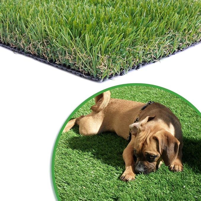 Artificial Grass Turf 5FTX38FT,1,38inch 4 Tone Realistic Synthetic Thick Fake Faux Grass Rug Astroturf Carpet Landscape for Dogs Indoor Outdoor Garden Lawn Mat, with Drainage Holes