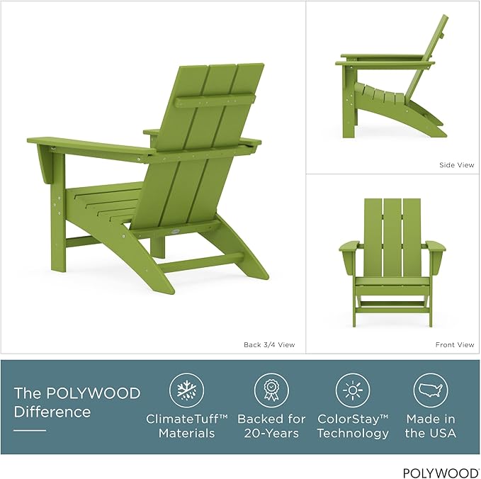 POLYWOOD AD420LI Modern Adirondack Chair, Lime