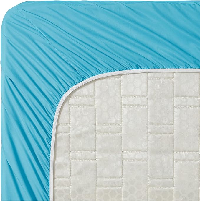 Clara Clark Bed Sheets, Premier 1800 Series 4 Piece Bed Sheet Set, Deep Pocket, Wrinkle, Fade, Stain Resistant, Luxury Soft Bedding Sheets & Pillowcases, Twin, Beach Blue